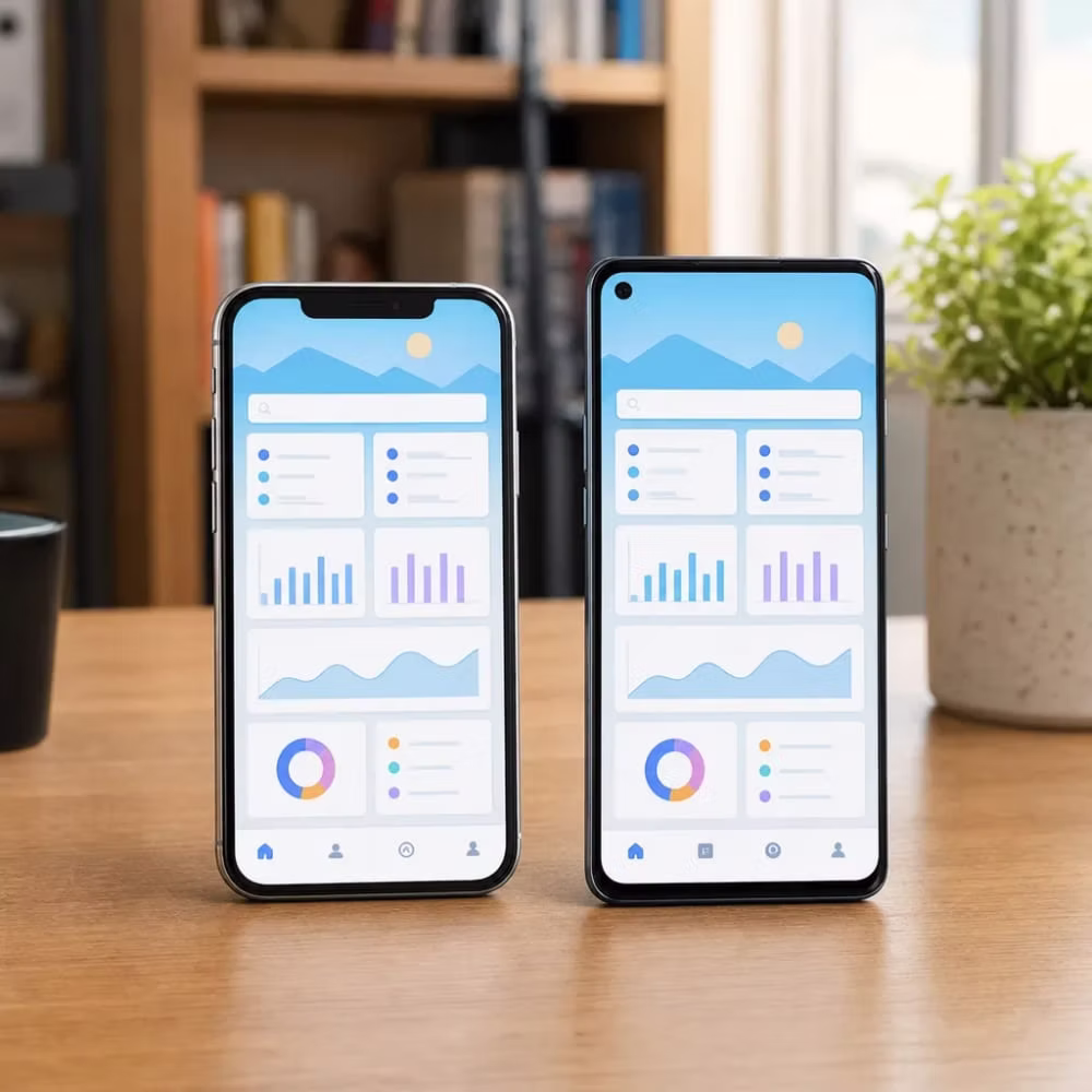 Finished React Native app shown on iOS and Android phones